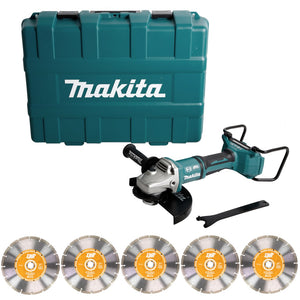 Makita DGA 900 ZKX2 Smerigliatrice a batteria 36V (2x18V) 230mm + Dado Ezynut + 5x Dischi da taglio + Valigetta Makita - senza batteria, senza caricabatterie