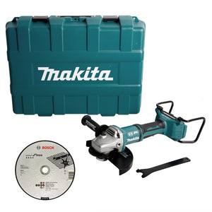 Makita DGA 900 ZKX2 Smerigliatrice a batteria 36V (2x18V) 230mm + Dado Ezynut + 25x Dischi da taglio + Valigetta Makita - senza batteria, senza caricabatterie