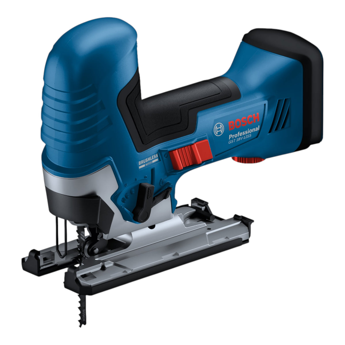 Bosch GST 18V-125 S Seghetto alternativo professionale a batteria 18 V 125 mm senza spazzole ( 06015B2001 ) Solo - senza batteria, senza caricabatterie