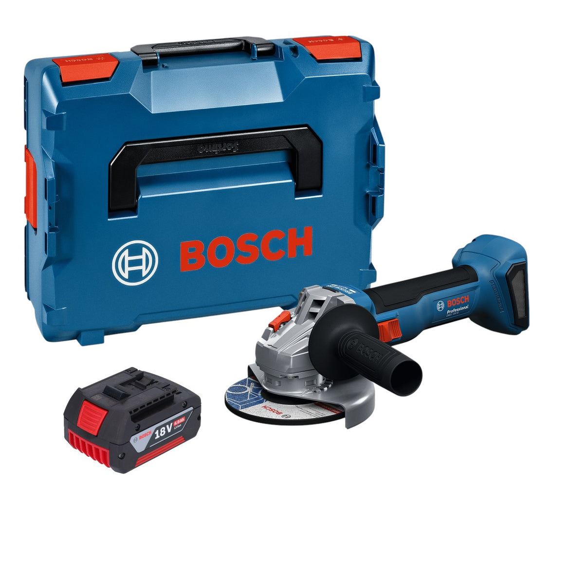 Bosch GWS 18V-8 Professional Smerigliatrice angolare a batteria 18 V 125 mm Brushless + 1x batteria 4,0 Ah + L Boxx - senza caricabatteria