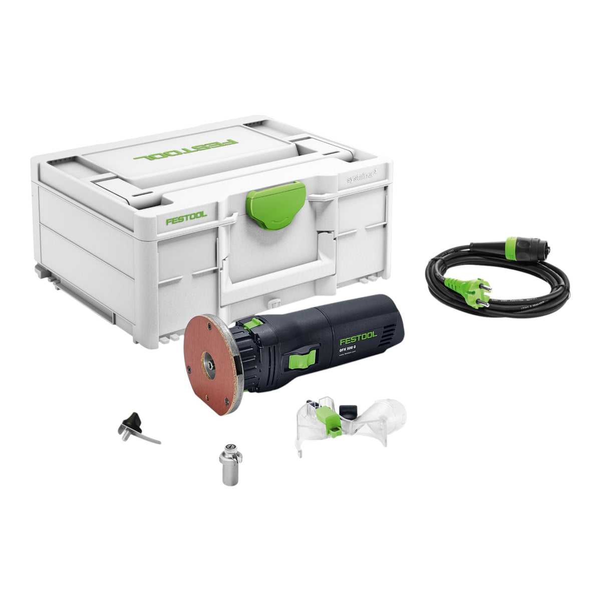 Festool OFK 500 Q-Plus R3 Fresatrice per bordi 450 W ( 578716 ) + fresa per arrotondare + Systainer