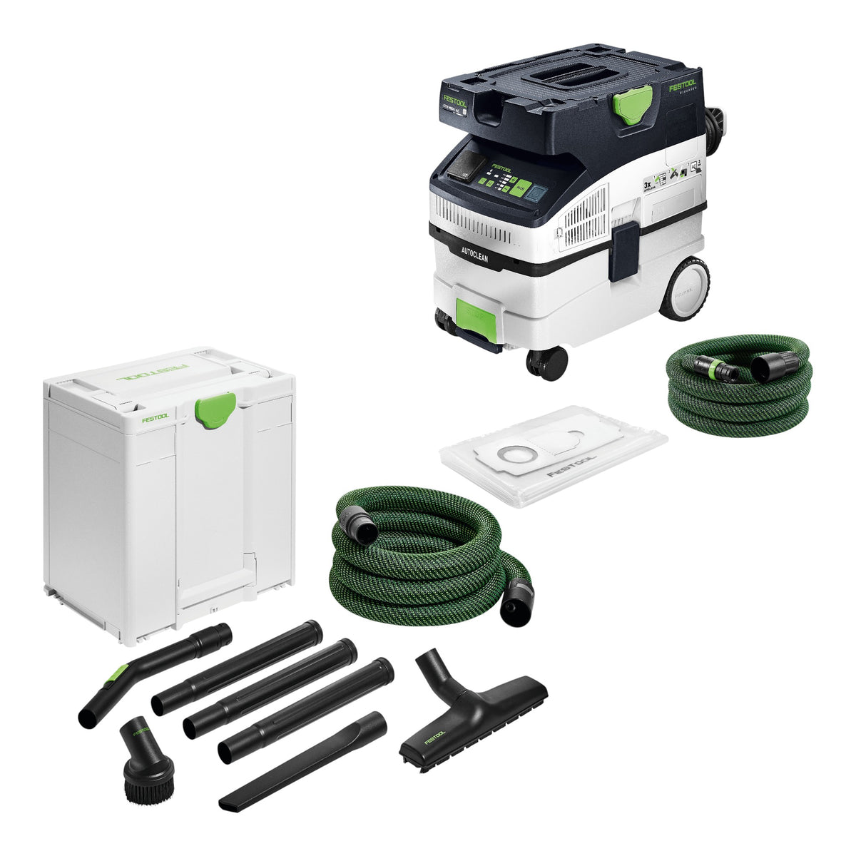 Festool CTH MIDI I AC CLEANTEC Aspiratore mobile 1200 W 15 l Classe di polvere H + Set di pulizia per artigiani