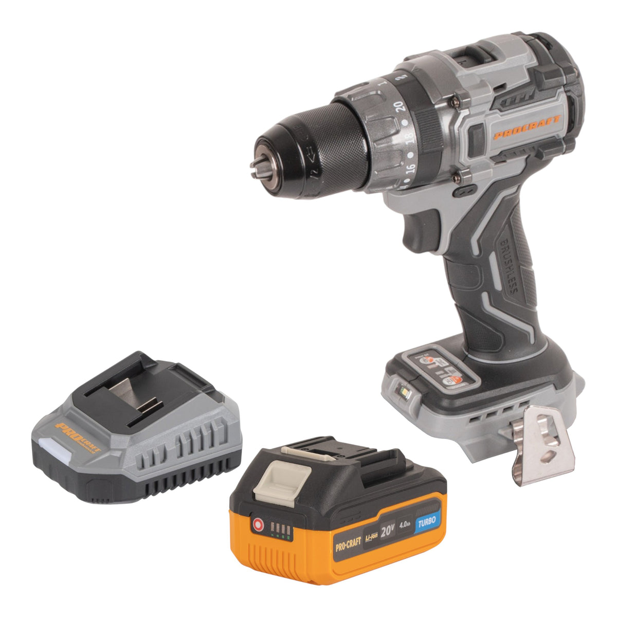 Trapano avvitatore a batteria Procraft CD20Abb 20 V 85 Nm + 1x batteria 4,0 Ah + caricabatteria