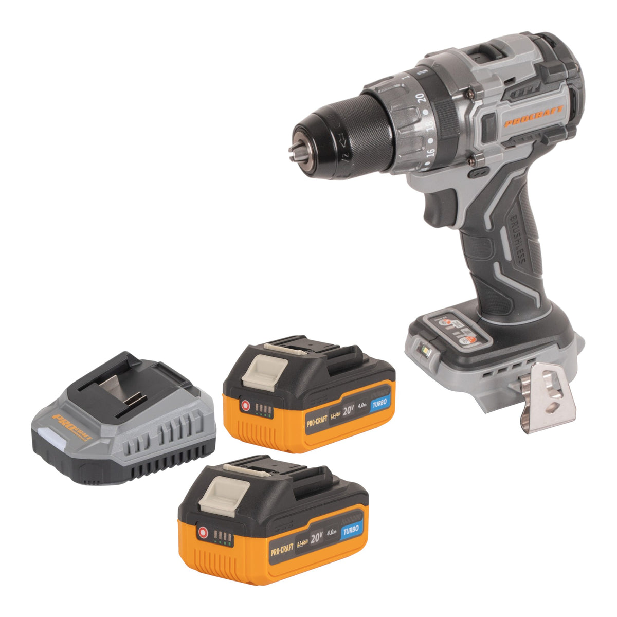 Trapano avvitatore a batteria Procraft CD20Abb 20 V 85 Nm + 2 batterie 4,0 Ah + caricabatterie