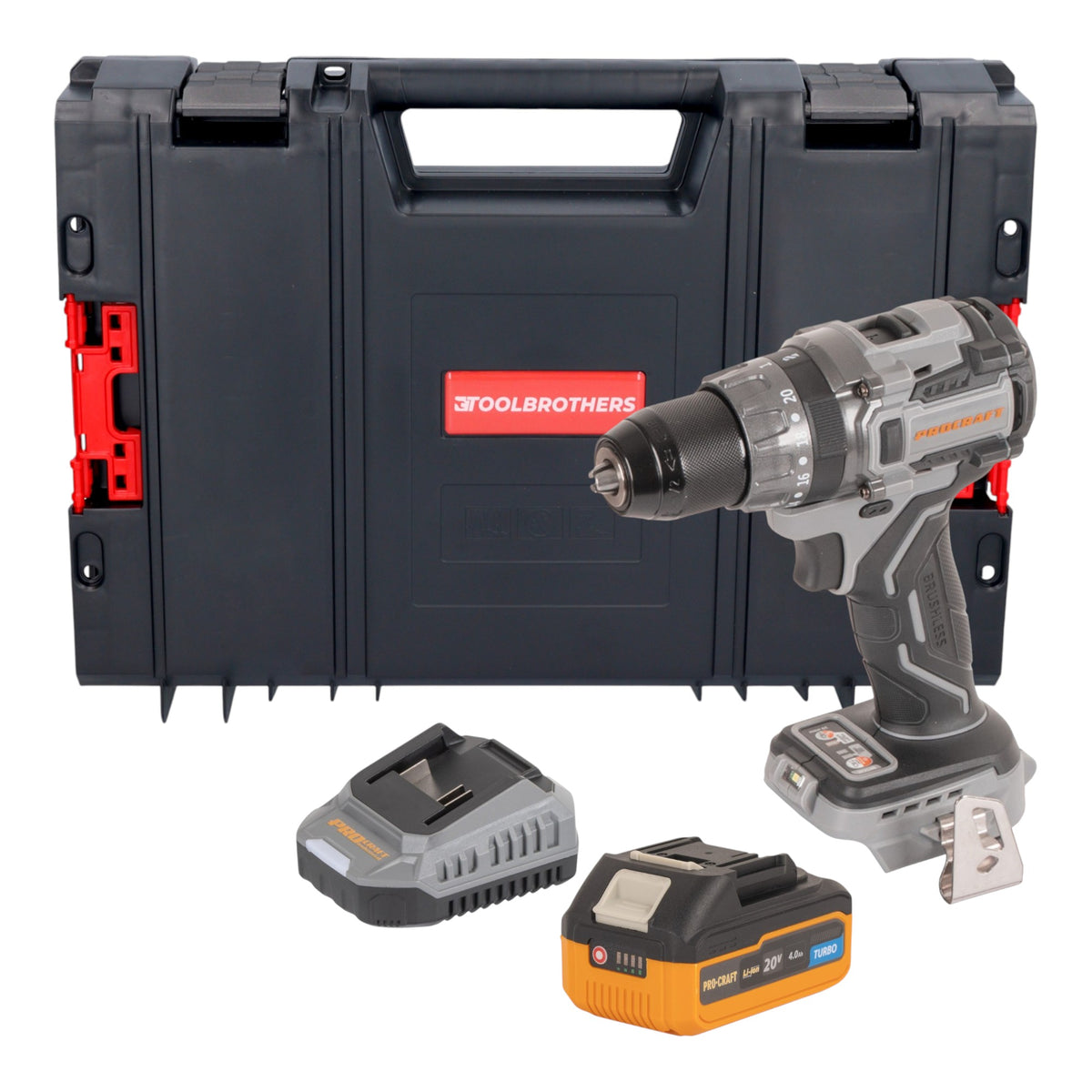 Trapano avvitatore a batteria Procraft CD20Abb 20 V 85 Nm + 1x batteria 4,0 Ah + caricabatteria + valigetta RHINO