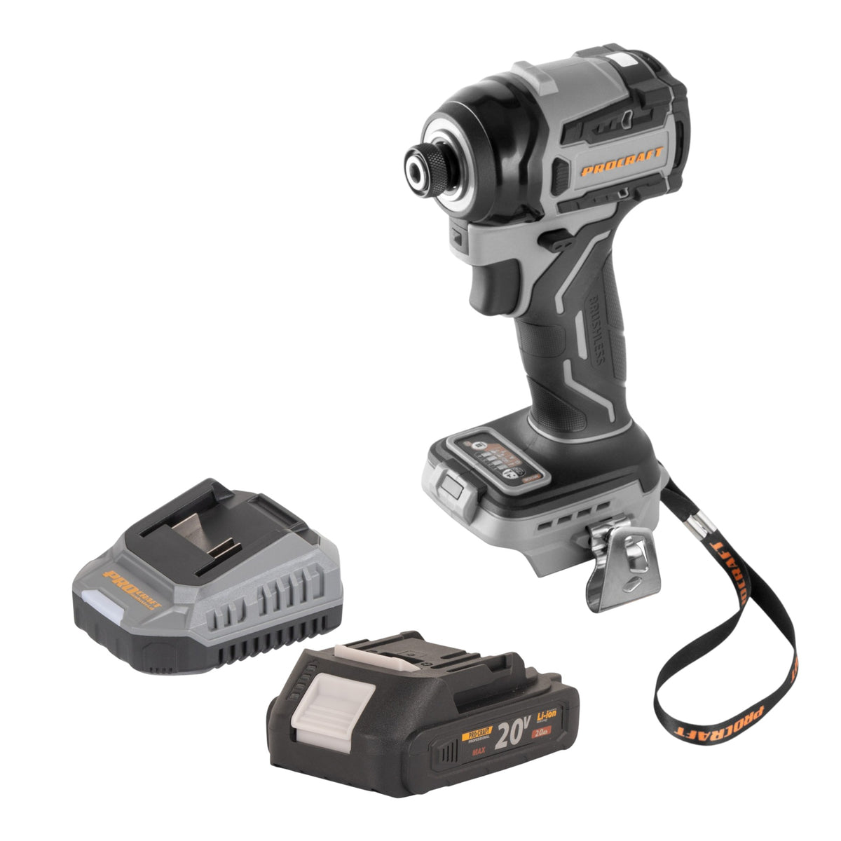 Procraft ID20Abb Avvitatore a impatto a batteria 20 V 180 Nm 1/4" + 1x batteria 2,0 Ah + caricabatteria