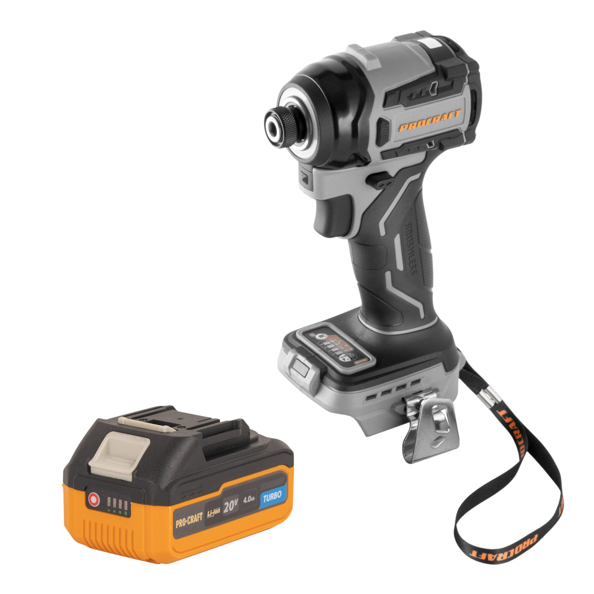 Procraft ID20Abb avvitatore a impatto a batteria 20 V 180 Nm 1/4" + 1x batteria 4,0 Ah - senza caricabatteria
