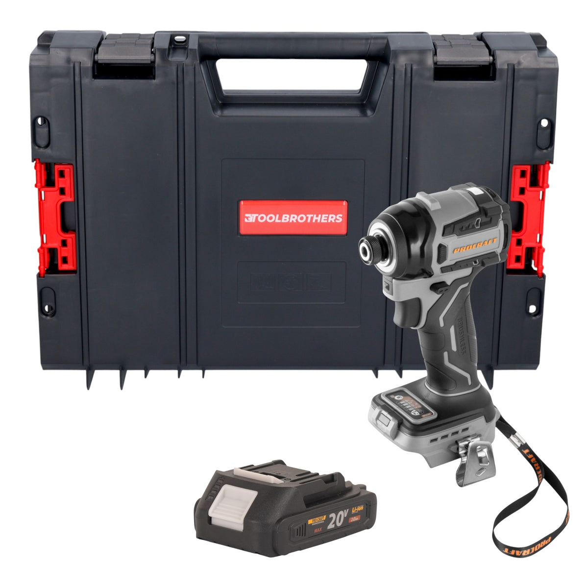 Procraft ID20Abb avvitatore a impatto a batteria 20 V 180 Nm 1/4" + 1x batteria 2,0 Ah + RHINO Toolcase - senza caricabatterie