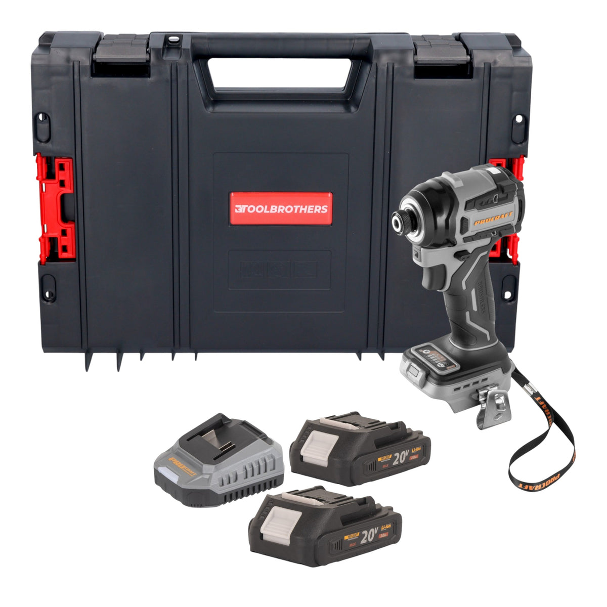 Procraft ID20Abb avvitatore a impatto a batteria 20 V 180 Nm 1/4" + 2x batteria 2,0 Ah + caricabatteria + valigetta RHINO
