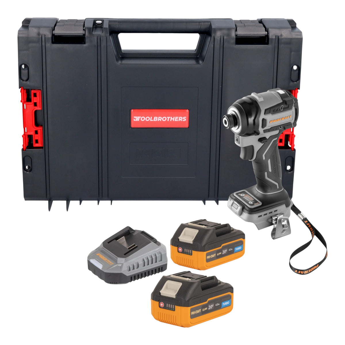 Procraft ID20Abb Avvitatore a impatto a batteria 20 V 180 Nm 1/4" + 2x batteria 4,0 Ah + caricabatteria + valigetta RHINO