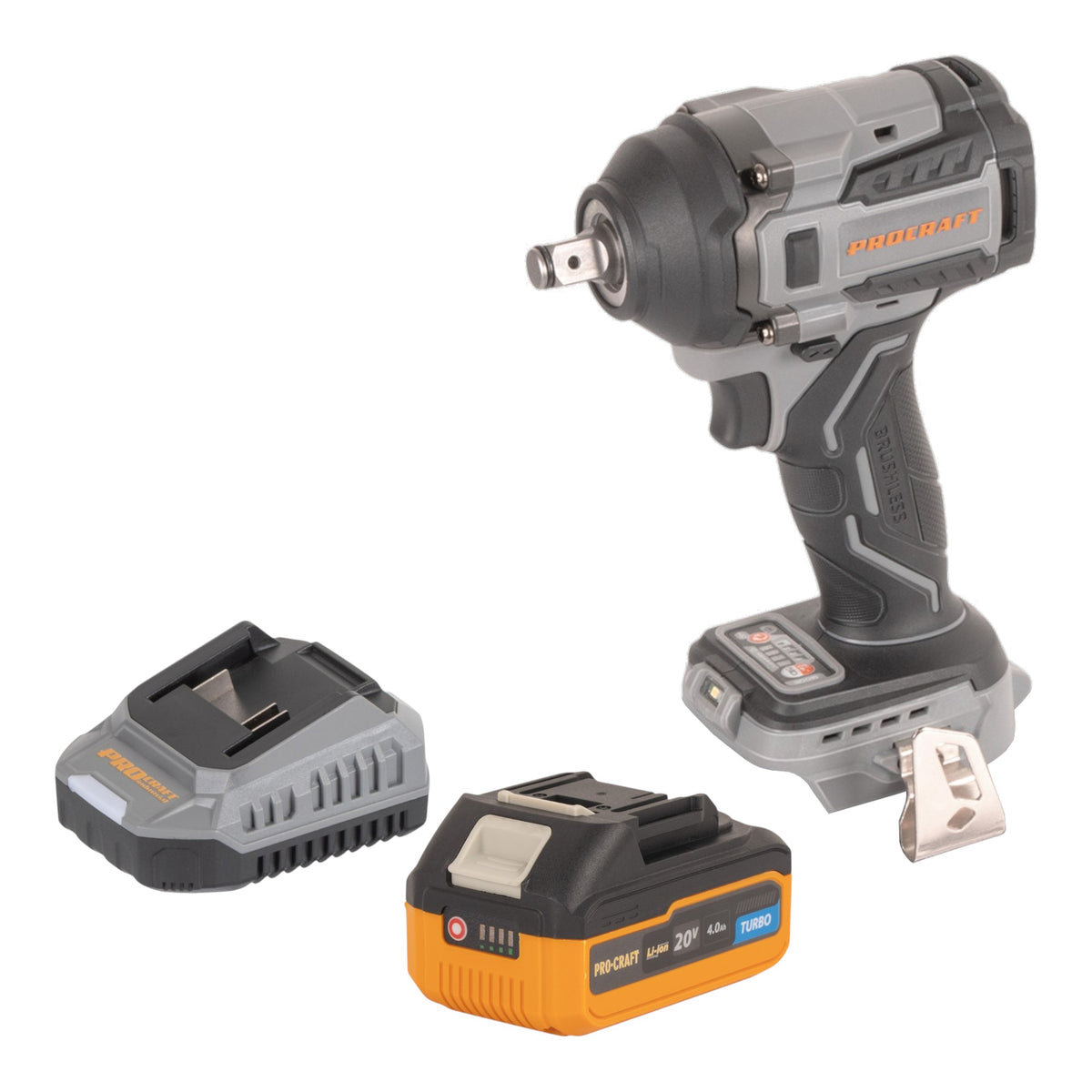 Procraft Industrial IW550Abb Avvitatore a impatto a batteria 20 V 550 Nm 1/2" + 1x batteria 4,0 Ah + caricabatteria
