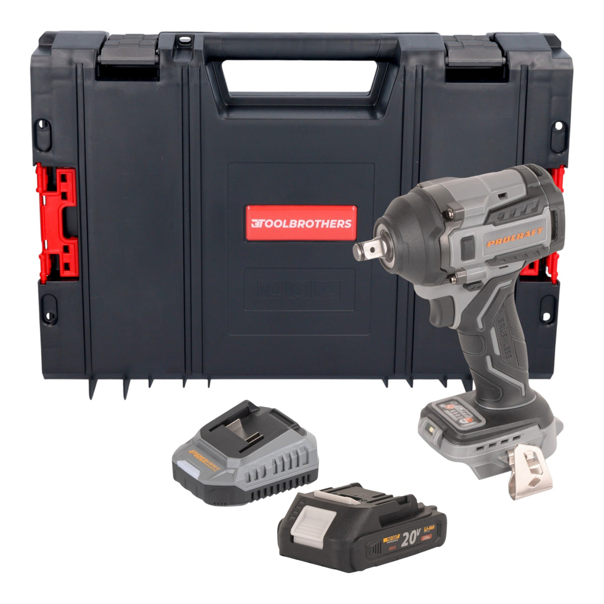 Procraft Industrial IW550Abb Avvitatore a impatto a batteria 20 V 550 Nm 1/2" + 1x batteria 2,0 Ah + caricabatteria + valigetta RHINO