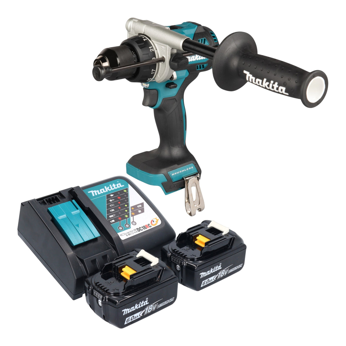 Makita DHP 492 RG Avvitatore a percussione a batteria 18 V 141 Nm Brushless + 2x batteria 6,0 Ah + caricabatteria