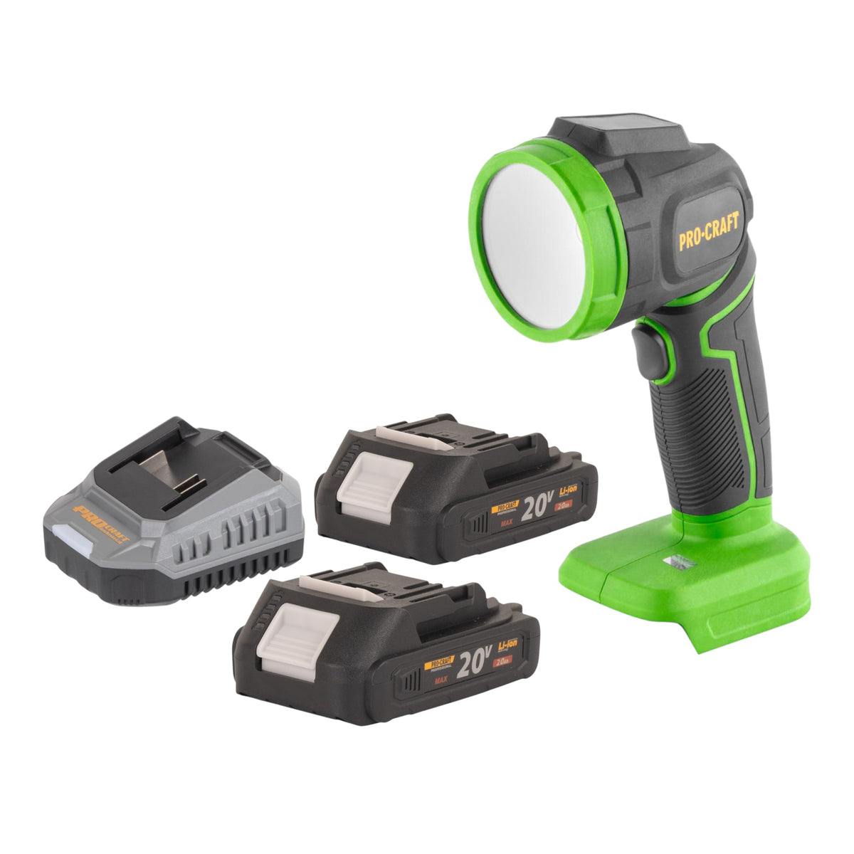 Procraft LL18bb Faretto LED a batteria 20 V 300 lm + 2x batteria 2,0 Ah + caricabatteria