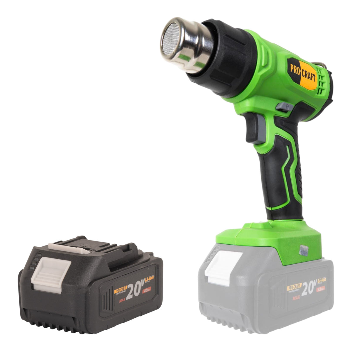 Pistola ad aria calda a batteria Procraft PH24bb 20 V 50 - 550 °C + 1x batteria 4,0 Ah - senza caricabatteria