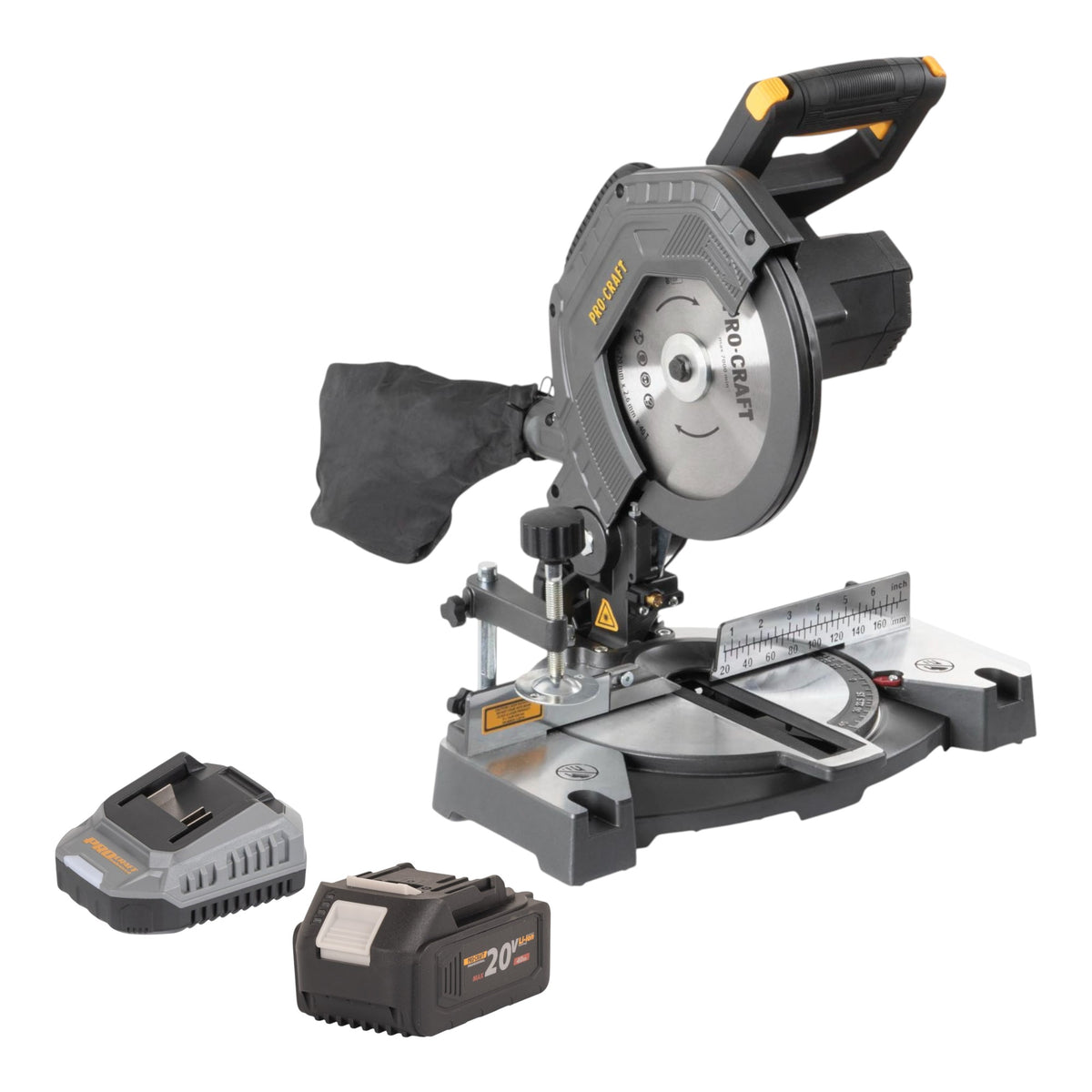 Procraft PGS20bb Sega circolare a batteria 20 V 210 mm Brushless + 1x batteria 4,0 Ah + caricabatteria