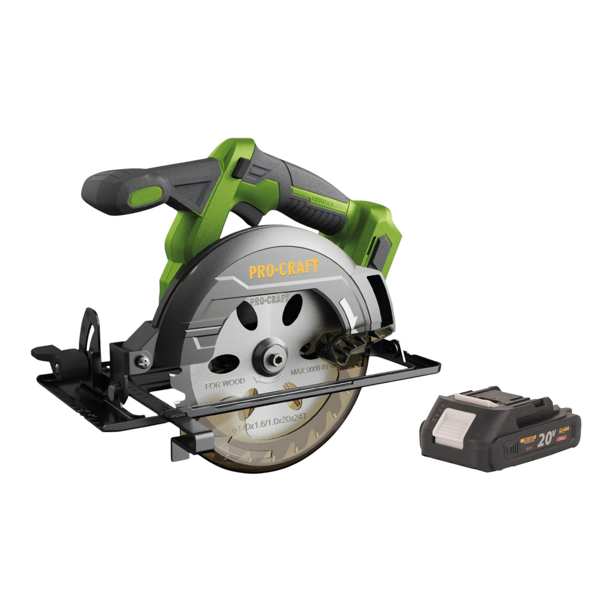 Sega circolare a batteria Procraft PCA32-BB 20 V 165 mm Brushless + 1x batteria 2,0 Ah - senza caricabatteria