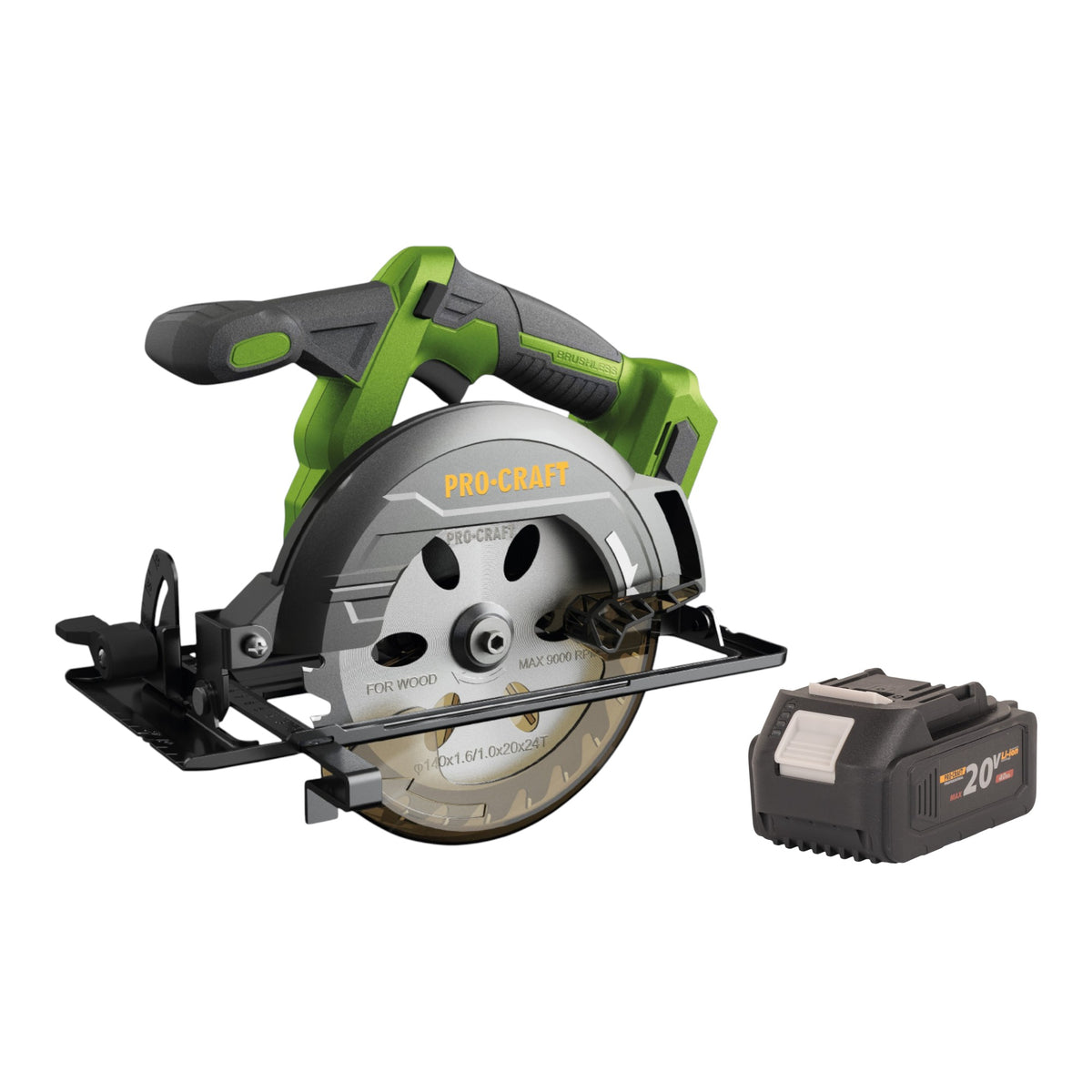 Sega circolare a batteria Procraft PCA32-BB 20 V 165 mm Brushless + 1x batteria 4,0 Ah - senza caricabatteria