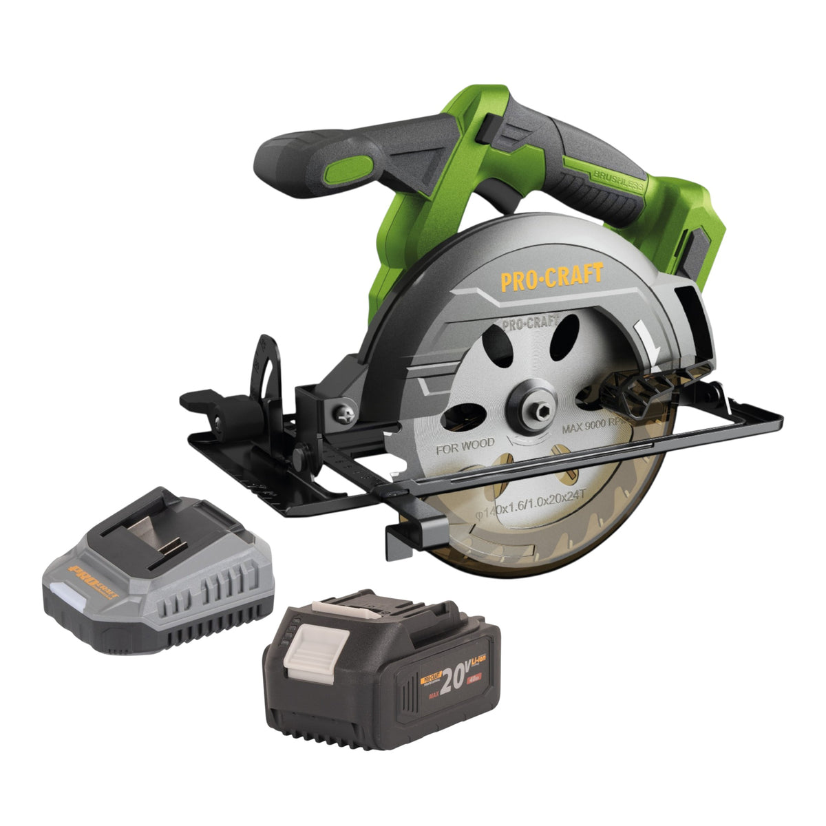 Sega circolare a batteria Procraft PCA32-BB 20 V 165 mm Brushless + 1x batteria 4,0 Ah + caricabatteria