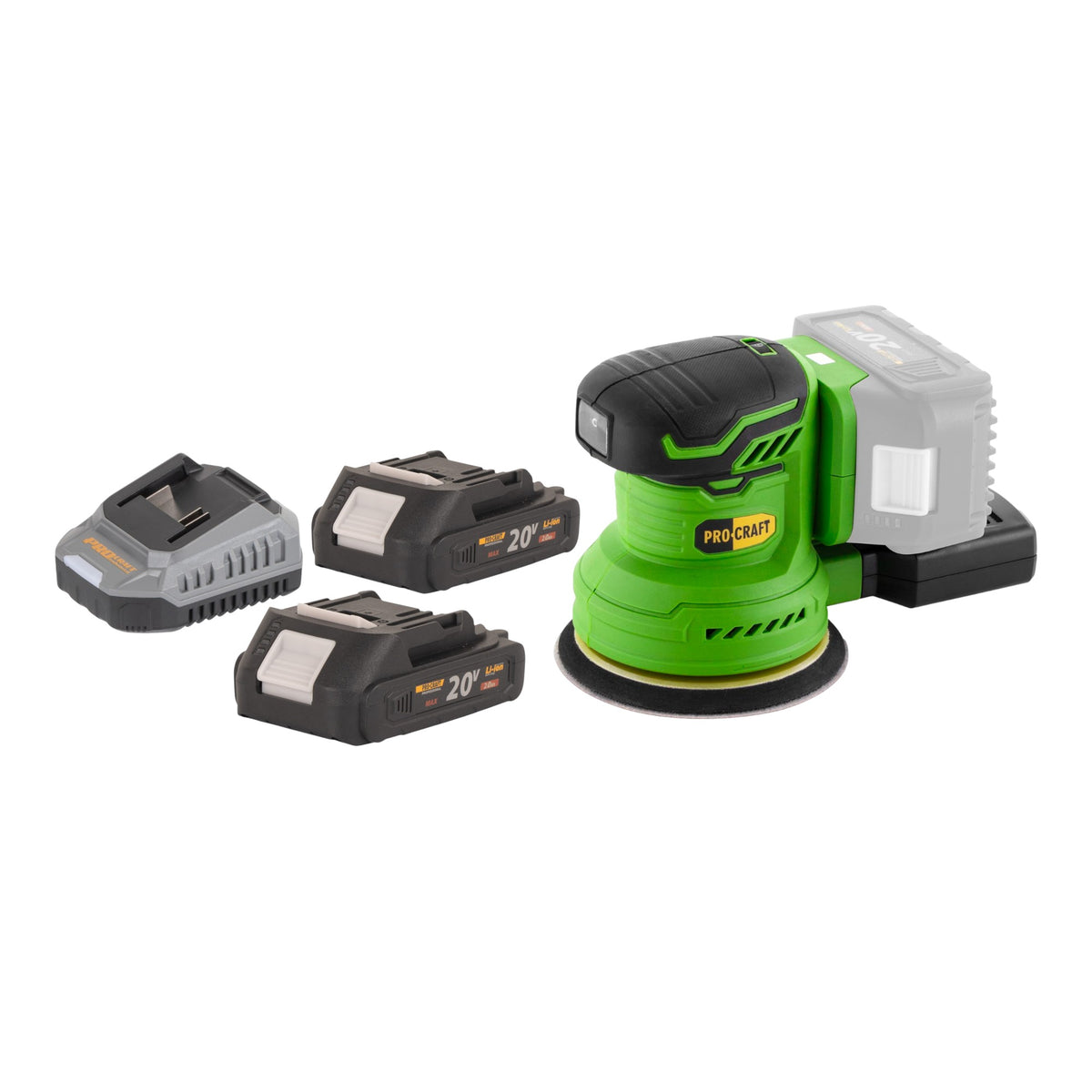 Levigatrice orbitale a batteria Procraft PX20BLbb 20 V 125 mm Brushless + 2x batteria 2,0 Ah + caricabatteria