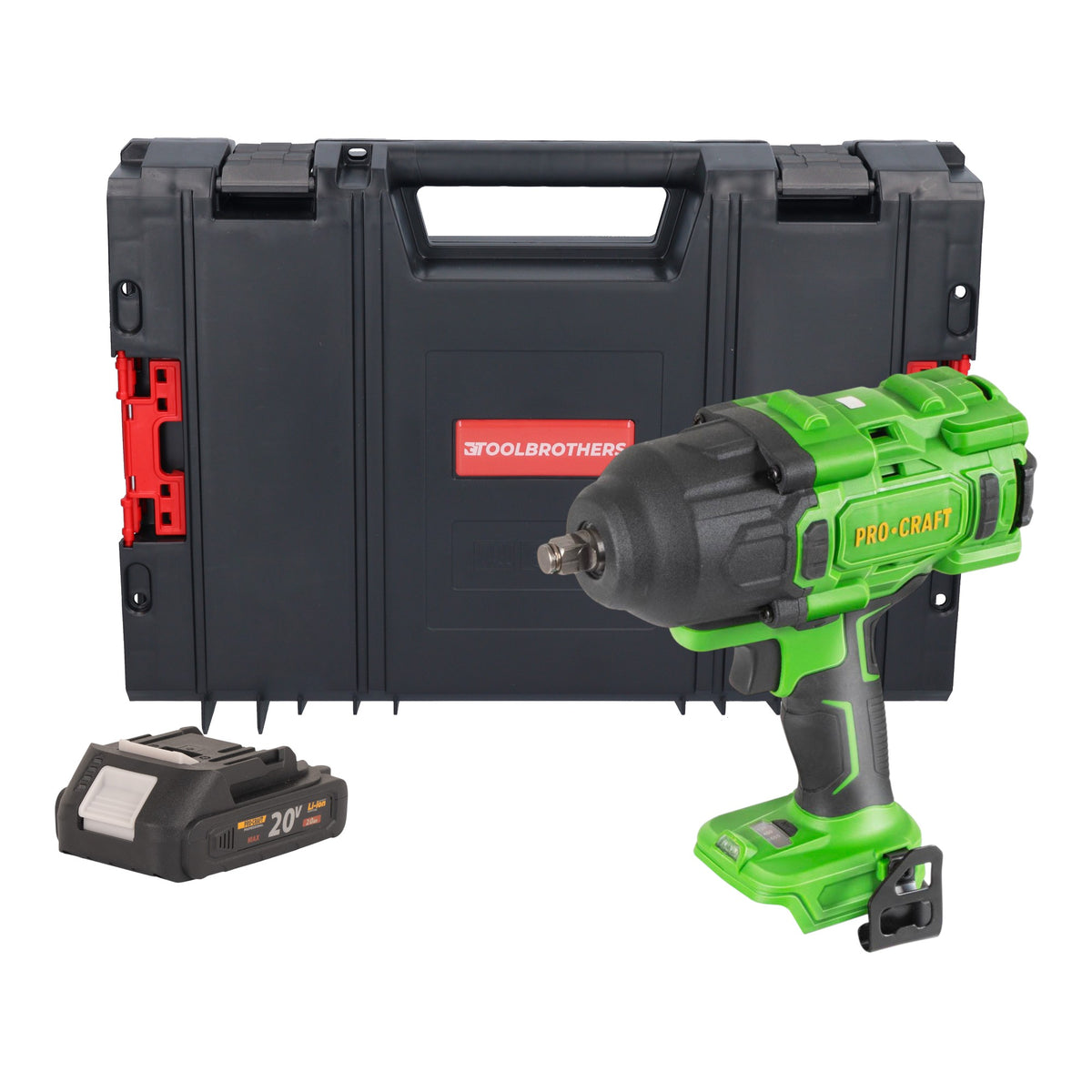 Avvitatore a impatto a batteria Procraft PWA80bb 20 V 1600 Nm 1/2" Brushless + 1x batteria 2,0 Ah + valigetta RHINO - senza caricabatterie