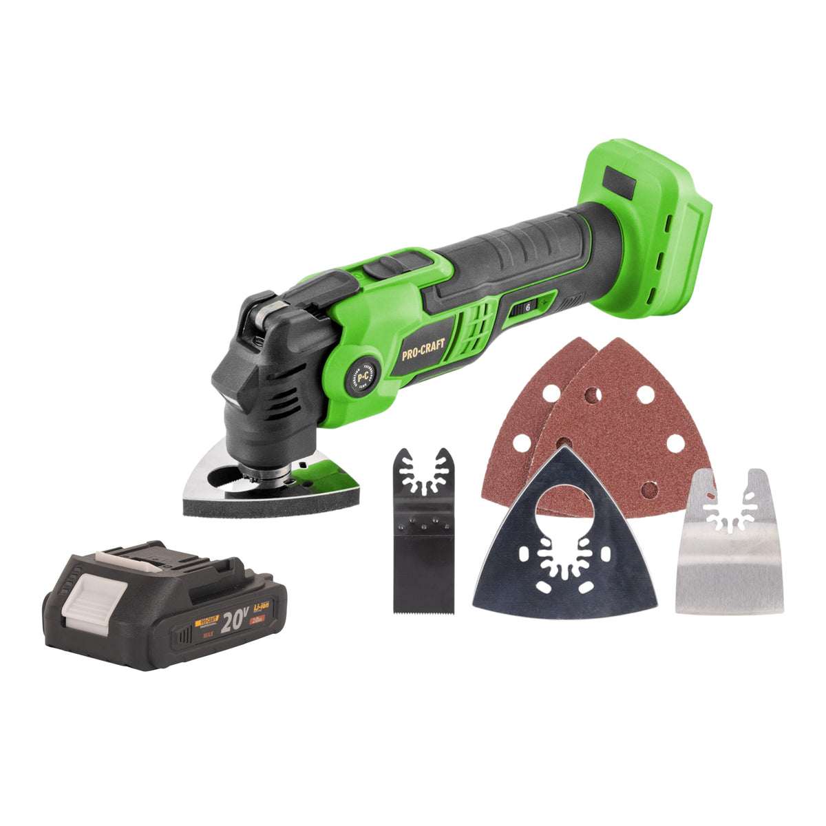 Utensile multifunzione a batteria Procraft PMT22bb 20 V Brushless + 1x batteria 2,0 Ah - senza caricabatteria