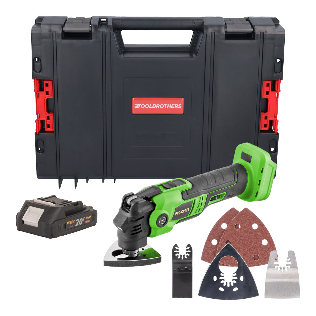 Utensile multifunzione a batteria Procraft PMT22bb 20 V Brushless + 1x batteria 2,0 Ah + valigetta RHINO - senza caricabatteria