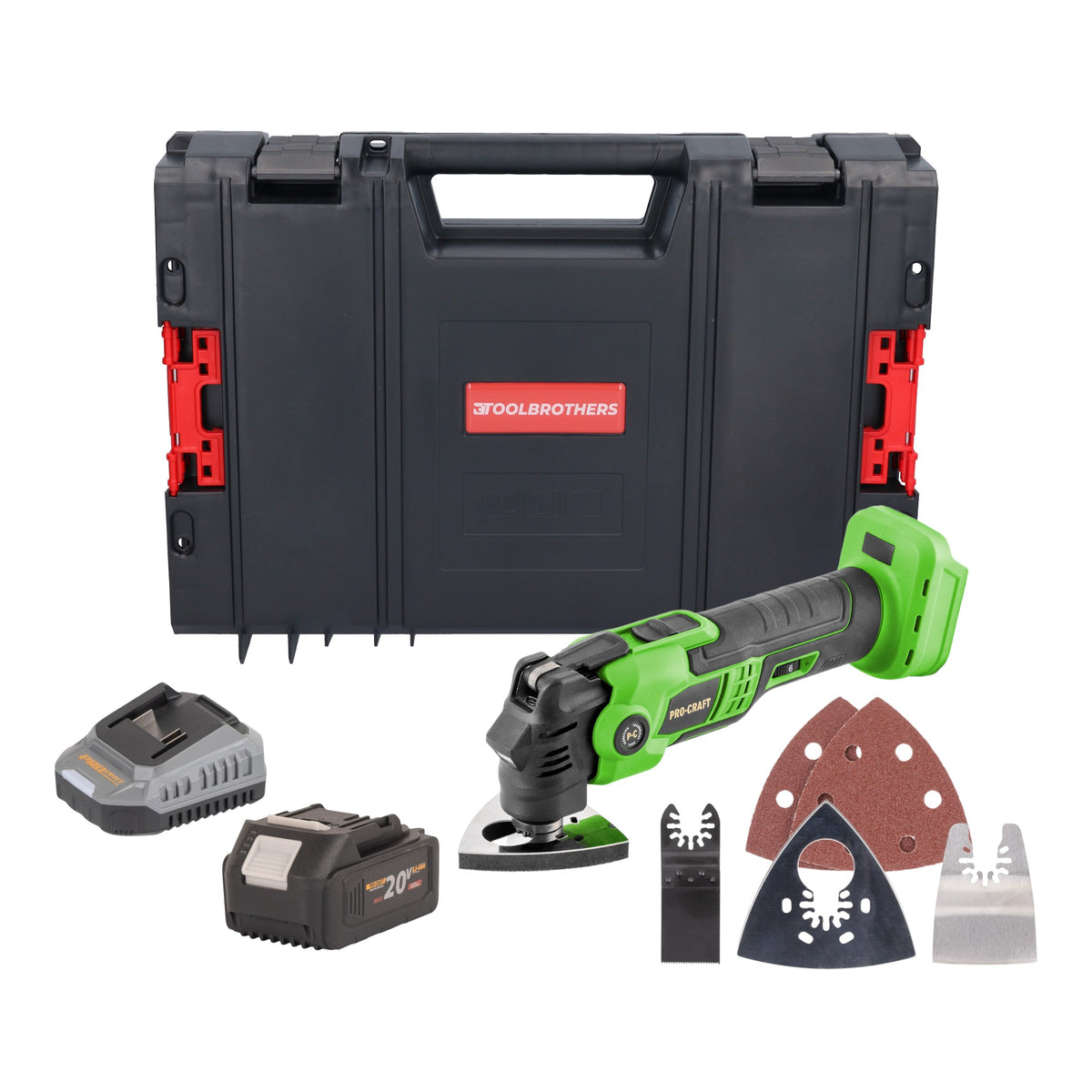Utensile multifunzione a batteria Procraft PMT22bb 20 V Brushless + 1x batteria 4,0 Ah + caricabatteria + valigetta porta utensili RHINO