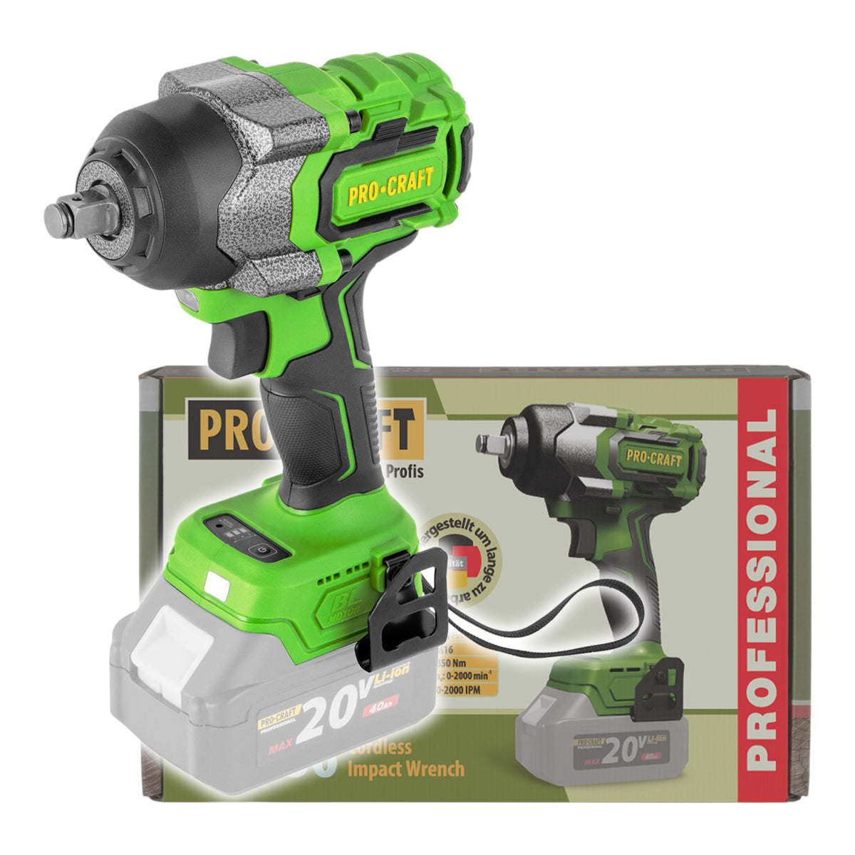Avvitatore a impatto a batteria Procraft PWA36bb 20 V 850 Nm 1/2" Brushless Solo - senza batteria, senza caricabatteria
