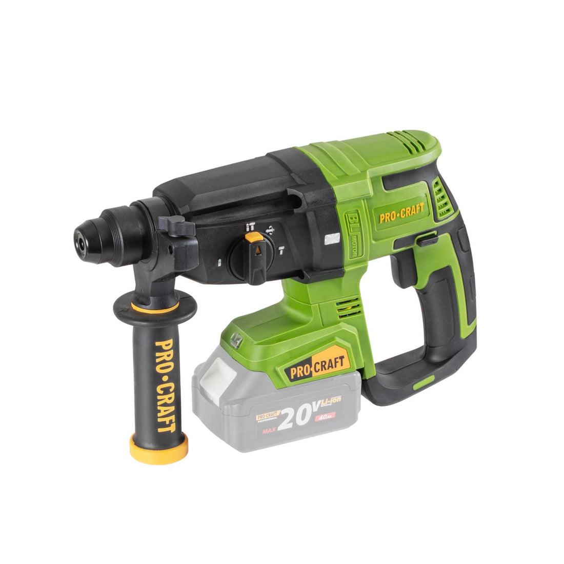 Martello perforatore a batteria Procraft PHA40bb-c 20 V 2,6 J SDS plus Brushless + 1x batteria 4,0 Ah + valigetta - senza caricabatteria
