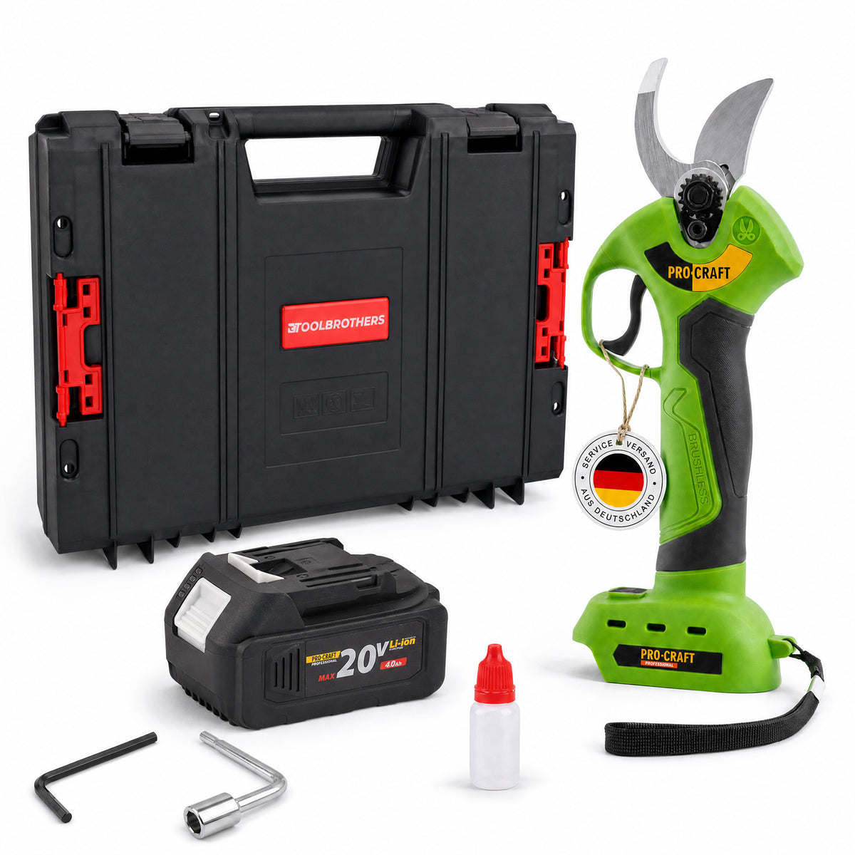 Procraft ES28Li bb forbici da potatura a batteria 20 V 25 mm + 1x batteria 4,0 Ah + valigetta porta attrezzi RHINO - senza caricabatteria