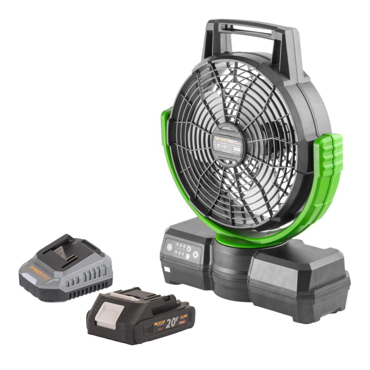 Ventilatore a batteria Procraft CF20bb 20 V 235 mm + 1x batteria 2,0 Ah + caricabatteria
