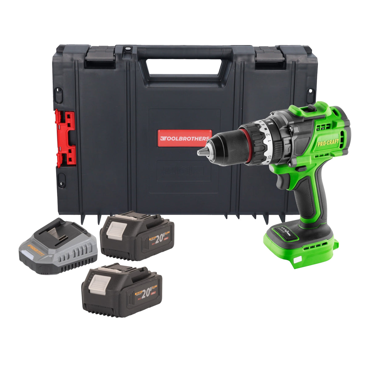 Avvitatore a percussione a batteria Procraft PA18ProBL-BB 20 V 180 Nm Brushless + 2x batteria 4,0 Ah + caricabatteria + valigetta portautensili RHINO