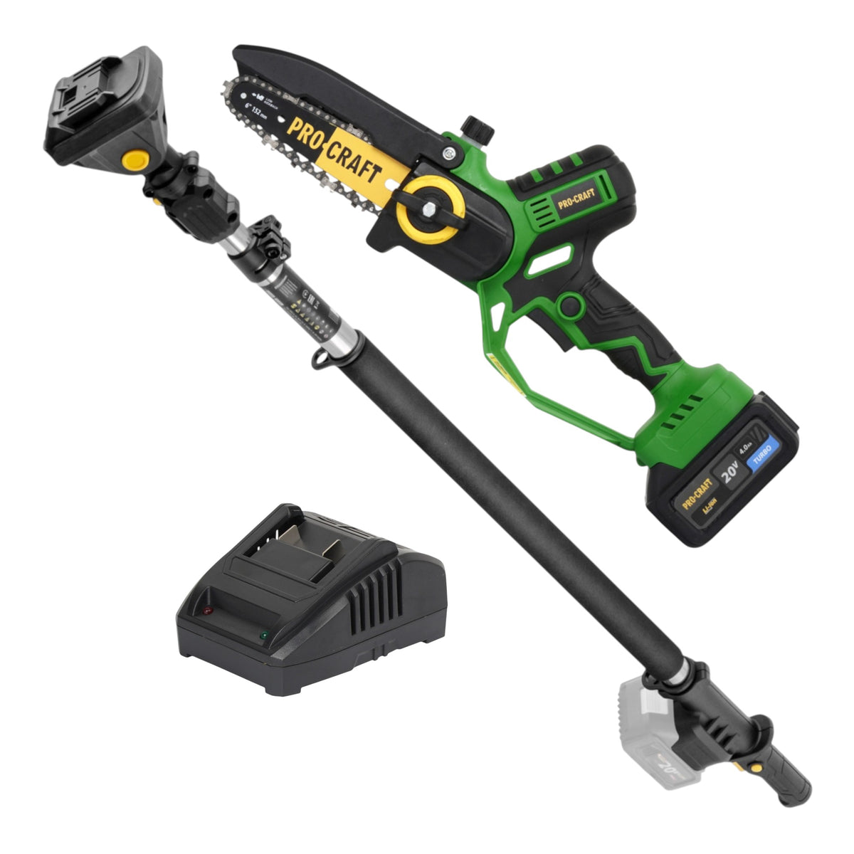 Motosega a batteria Procraft PKA32Li 20 V 203 mm Brushless + 1x batteria 4,0 Ah + caricabatteria + valigetta