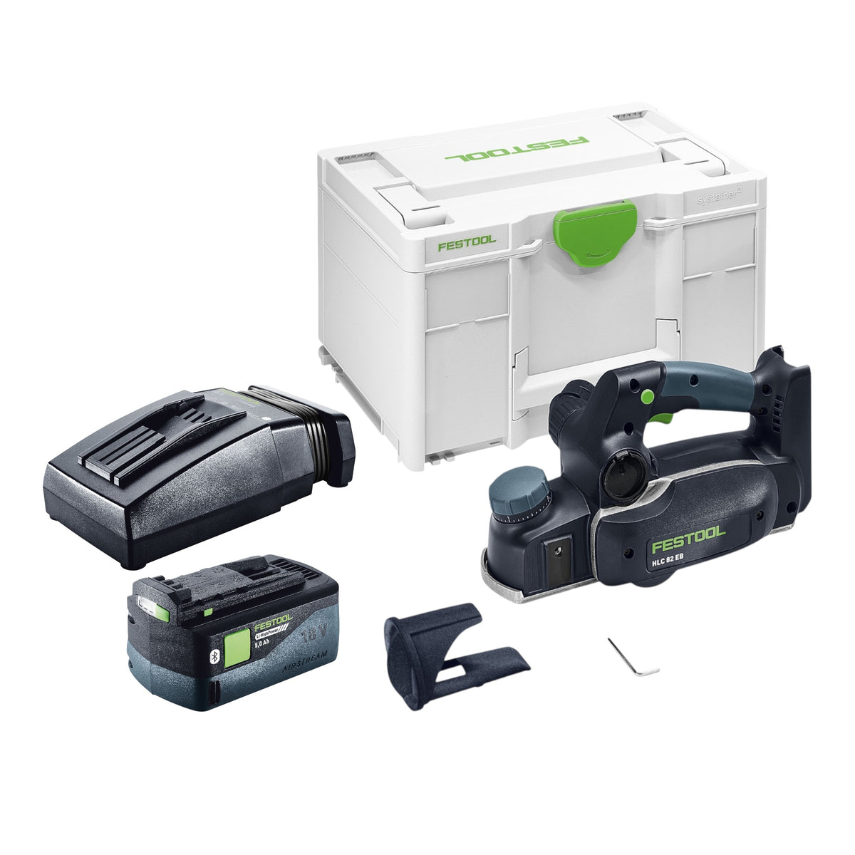Festool HLC 82 EB-Basic Pialla a batteria 18 V 82 mm Brushless + 1x batteria 5,0 Ah + caricabatteria + Systainer
