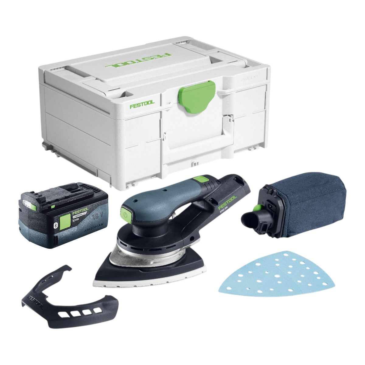 Festool DTSC 200-Basic Levigatrice triangolare a batteria 18 V 145 x 195 mm Brushless + 1x batteria 5,0 Ah + Systainer - senza caricabatteria