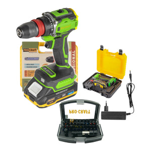 Procraft PA18PRO DFR-1B-C Avvitatore a batteria 20 V 30 Nm Brushless + 1x batteria 2,0 Ah + caricabatteria + valigetta