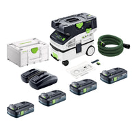 Festool CTLC MINI I Basic Akku Absaugmobil 36 V 2x 18 V Staubklasse L 4x Akku 4 0 Ah Doppelladegeraet Systainer 0 - toolbrothers