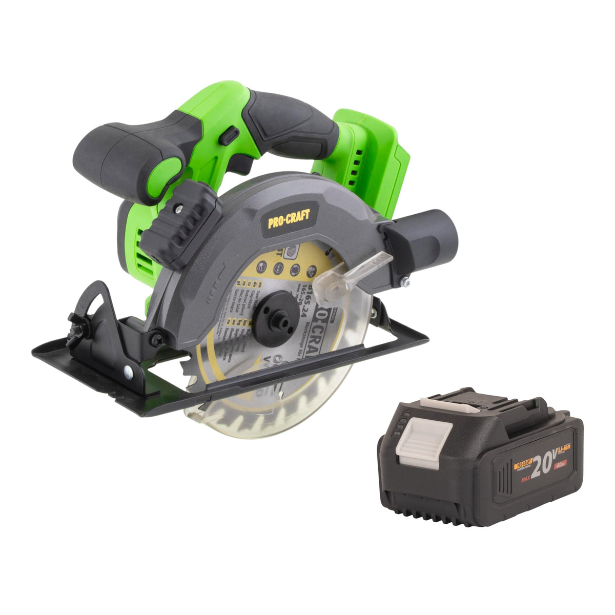 Sega circolare a batteria Procraft PCA28bb 20 V 165 mm brushless + 1x batteria 4,0 Ah - senza caricabatterie