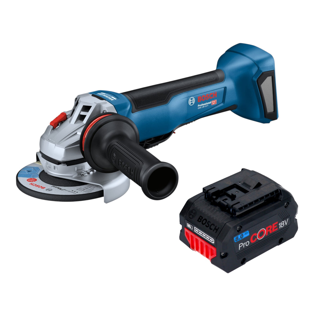 Smerigliatrice angolare a batteria Bosch GWS 18V-10 P Professional 18 V 125 mm Brushless + 1x batteria ProCORE 8,0 Ah - senza caricabatterie