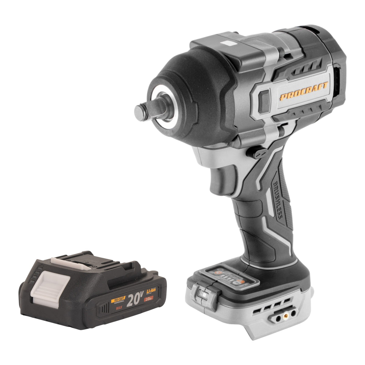 Avvitatore a percussione a batteria ProCraft Industrial IW850A-BB 20 V 850 Nm 1/2" brushless + 1x batteria da 2,0 Ah - senza caricabatterie
