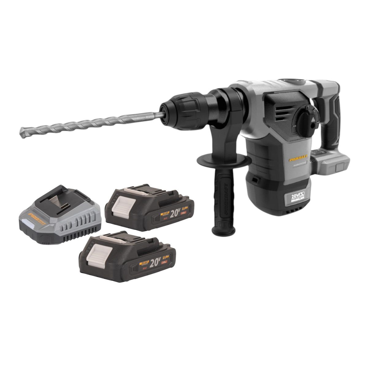 Martello combinato a batteria Procraft Industrial HD20B-BB-C 20 V 5 J SDS plus Brushless + 2 batterie da 2,0 Ah + caricabatterie + valigetta