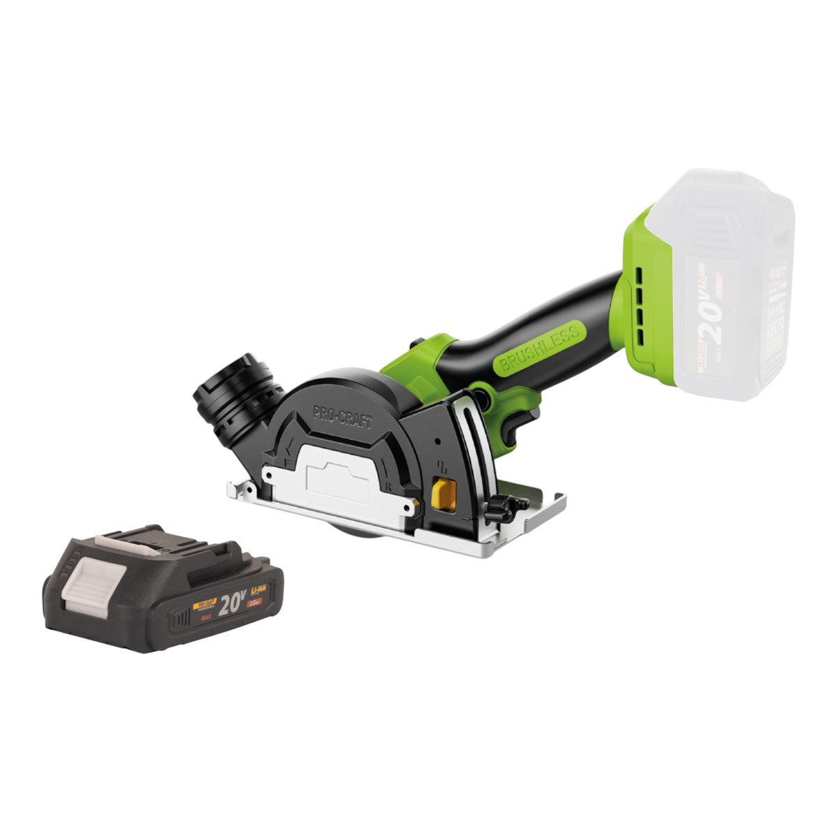 Sega universale a batteria Procraft PCA16-BB Mini 20 V 85 mm brushless + 1 batteria da 2,0 Ah - senza caricabatterie