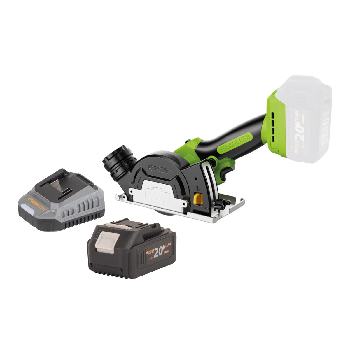 Sega universale a batteria Procraft PCA16-BB Mini 20 V 85 mm brushless + 1x batteria da 4,0 Ah + caricabatterie