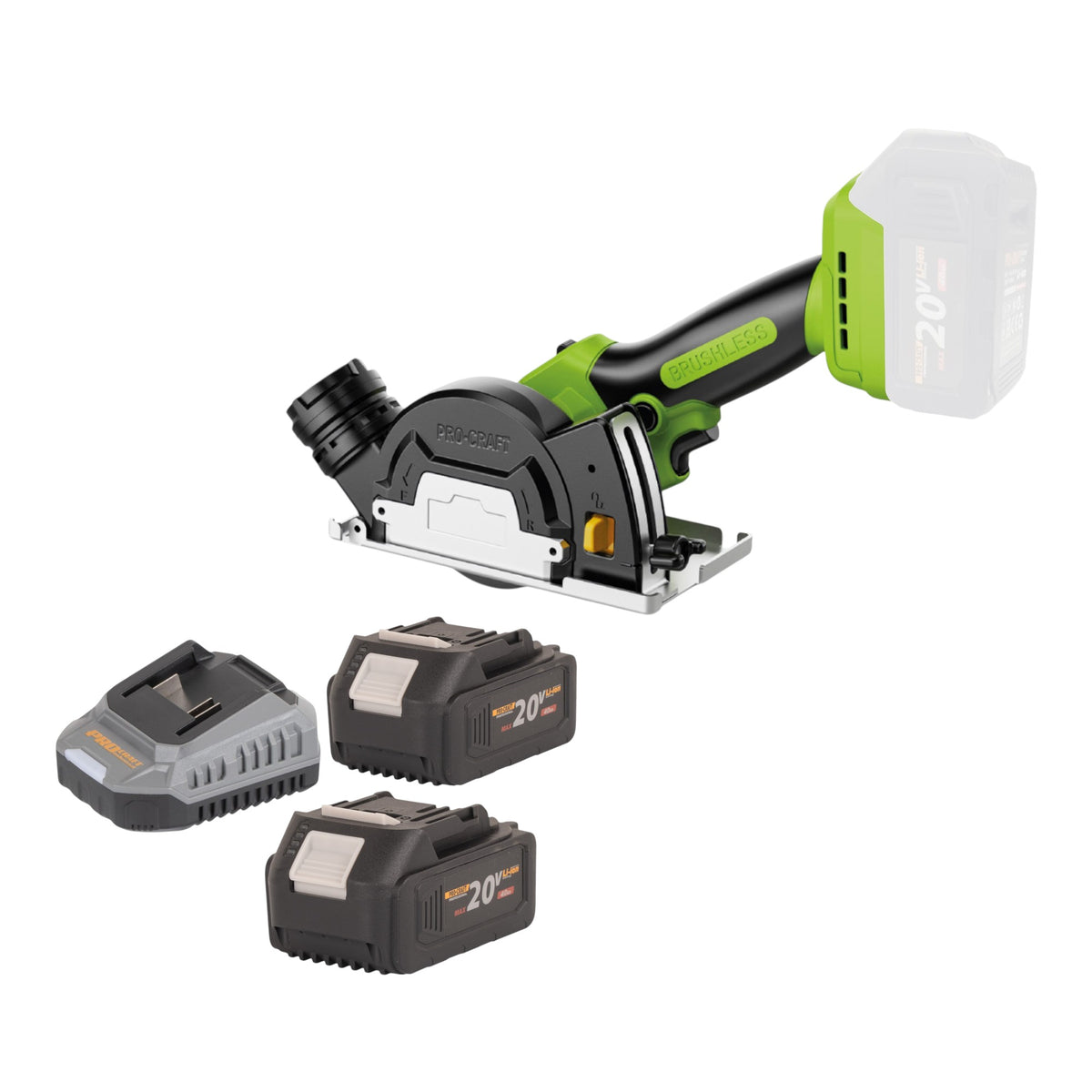 Mini sega universale a batteria Procraft PCA16-BB 20 V 85 mm brushless + 2 batterie da 4,0 Ah + caricabatterie