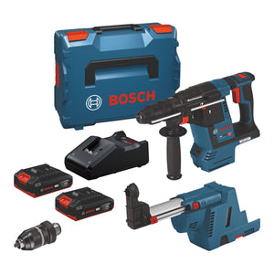 Bosch GBH 18V-26 F Professional Akku Bohrhammer 18 V 2,6 J SDS-Plus Brushless + 2x Akku 2,0 Ah + Ladegerät + Staubabsaugung + L-Boxx