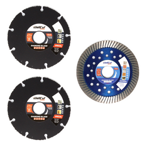 WellCut Diamant Trennscheiben Set 115x22,2mm mit 2x Special ( 334 - 115 / 22 ) + Universal turbo ( 888 - 115 / 22 )
