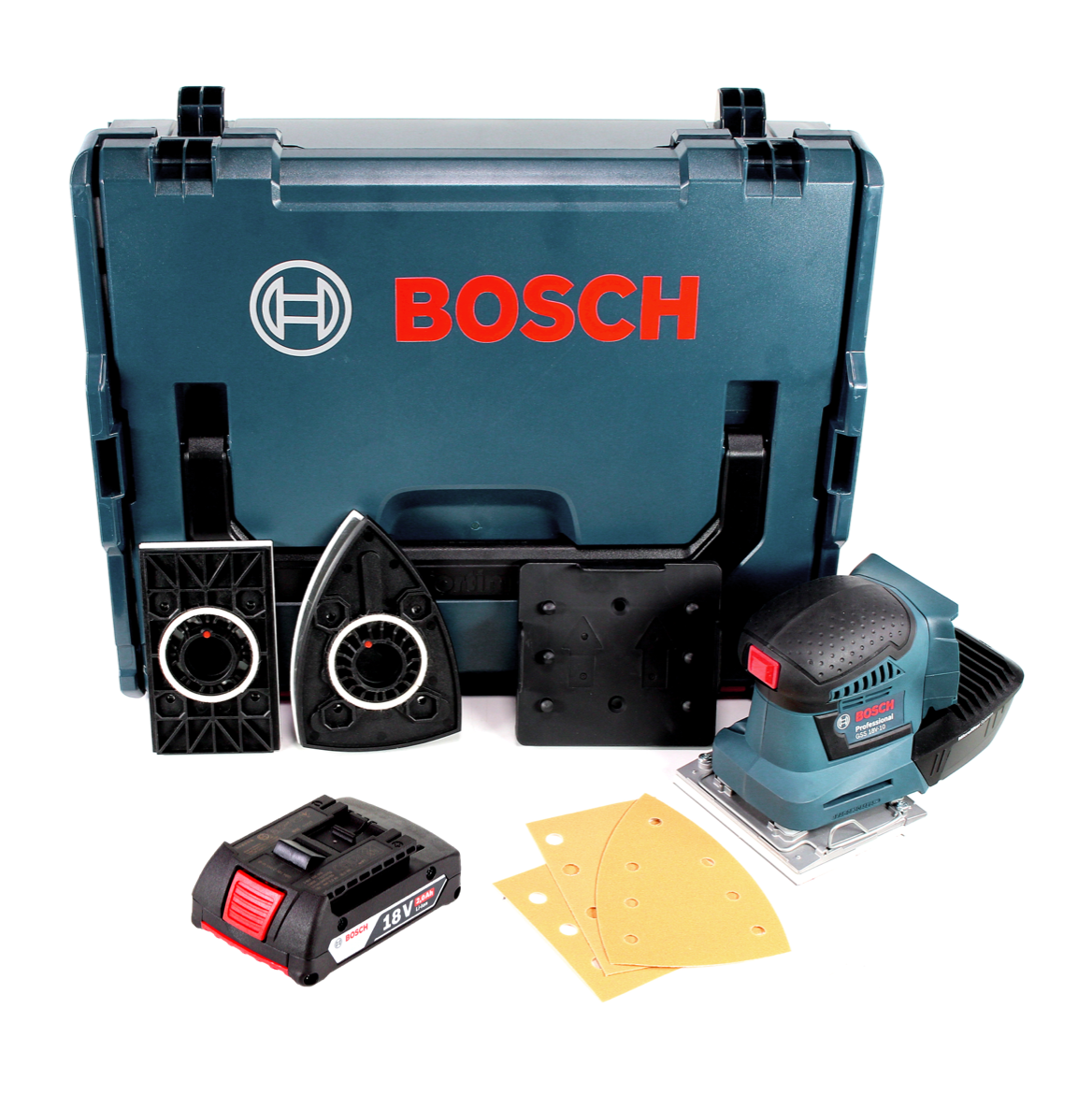 Bosch GSS 18 V-10 Levigatrice orbitale professionale a batteria in valigetta L-Boxx - senza batteria, senza caricatore