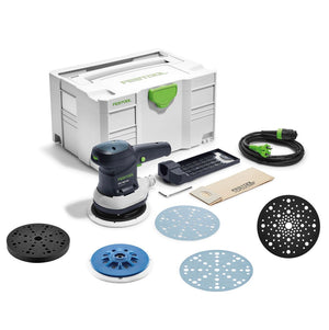 Festool ETS 150/5 EQ-Plus levigatrice rotorbitale 310 W 150 mm + 150x disco di levigatura + 2x pad di protezione + disco di levigatura + pad di interfaccia + systainer