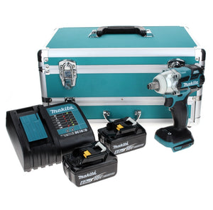 Makita DTW 285 SGTX Avvitatore ad impulsi a batteria 18V + 2x Batterie 6,0 Ah + Caricabatterie + Set di 70 punte da avvit./foratura + Valigetta TX in alluminio